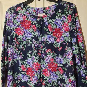 Denim & Company Print Blouse 1X